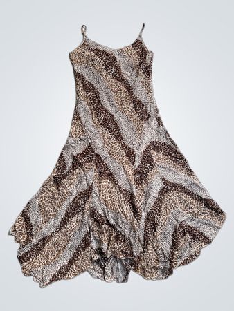 Braun und weißes Tiermuster Midi-Kleid