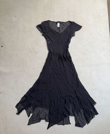 Jones New York Schwarzes Seiden-Maxikleid