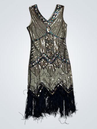 Pailletten Flapper Kleid mit Fransen