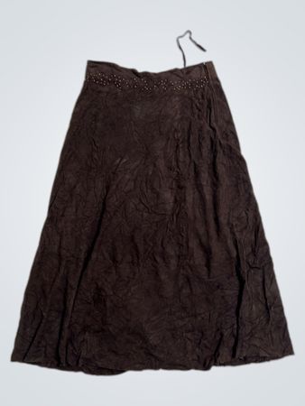 VENTILO Brauner Wildlederrock mit verziertem Bund