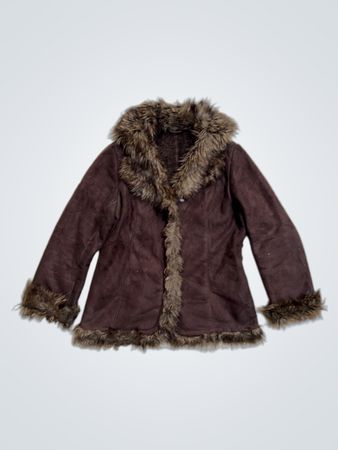 Brown Faux Fur Trimmed Jacket
