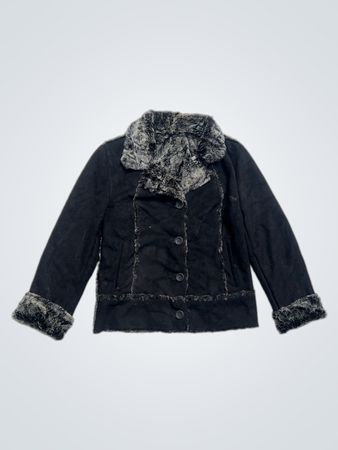 MUKO DENIM & SPORTS WEAR ブラックフェイクファー トリムジャケット