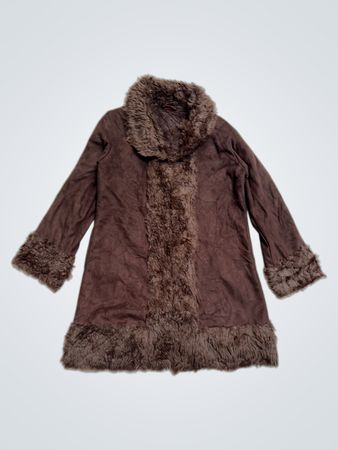 Brown Faux Fur Trimmed Coat