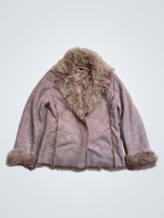 Jacke mit pinkfarbigem Kunstfellbesatz