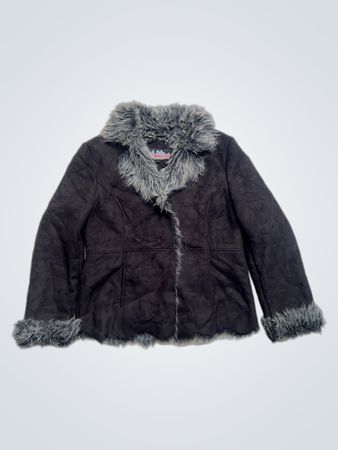 SENDERS High Fashion Design Faux Fur Trimmed Jacket