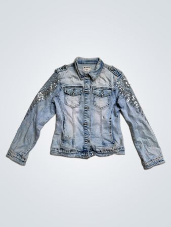 Light Wash Denim Jacket with Sequin Embellishments