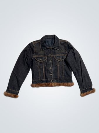 Denim Jacket with Fur Trim