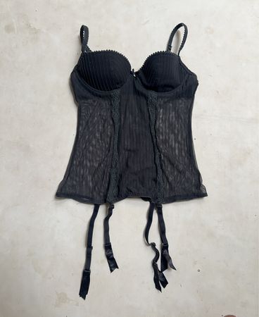 Tezenis Black Sheer Corset with Garters