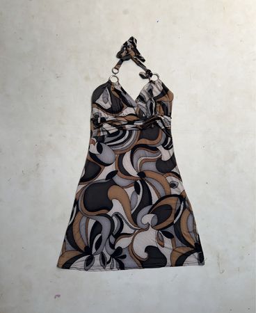 Halter-Neck-Kleid mit abstraktem Druck