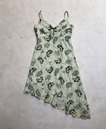 Light Green Floral Lace Trim Dress