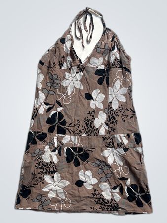 Braunes Blüten-Halterkleid