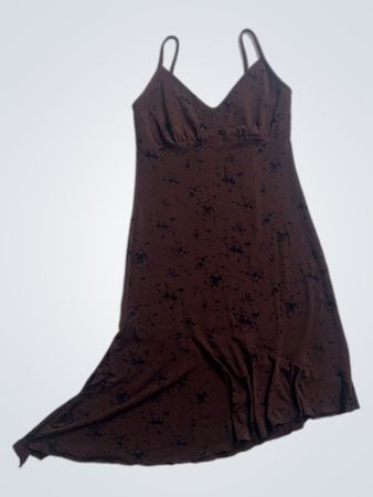 Brown floral print slip dress