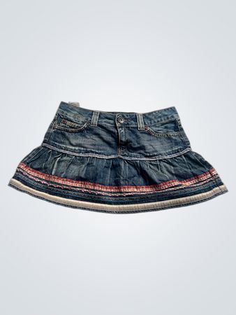United Colors of Benetton Jeansrock mit gerafftem Saum und dekorativer Borte