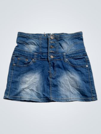 Adoro Jeans High Waisted Denim Rock mit Schnürung am Rücken