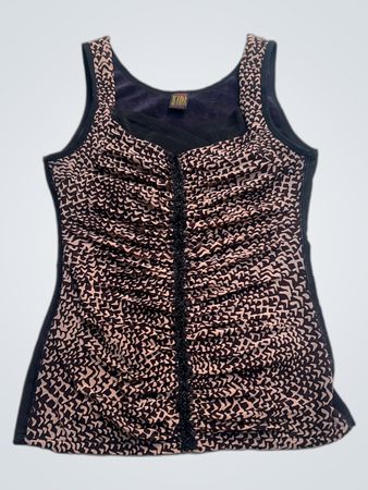 Gerüschtes Tanktop mit Tierprint-Besatz