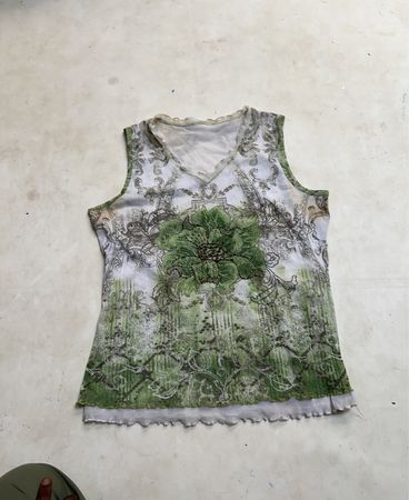 Damen ärmelloses V-Ausschnitt Top mit Blumenmuster