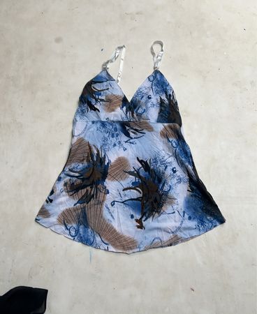 Blaues und braunes abstraktes Print-Camisole
