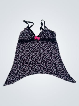 Leoprint-Trägertop mit rosa Schleife