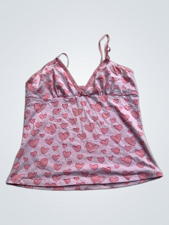 Rosa Camisole-Top mit Herzmuster