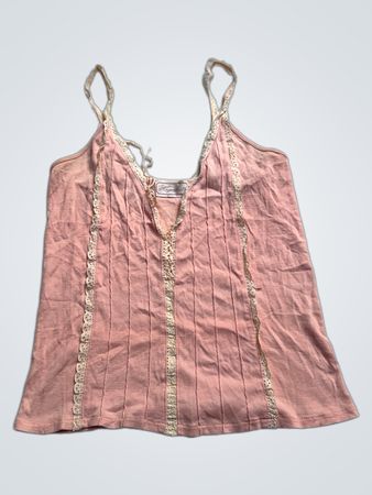 Hagenfeldt Camisole en dentelle rose à volants