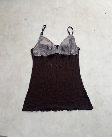 Brown camisole with lace trim