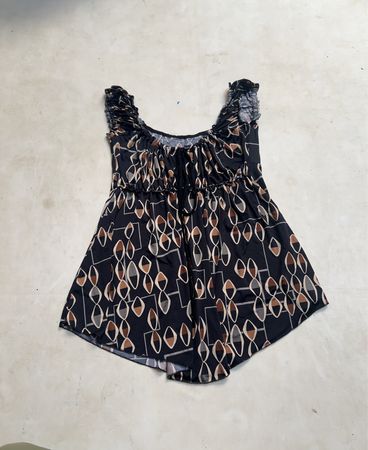 Schwarze bedruckte Tunika-Bluse