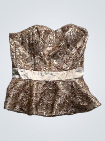Little Mistress London Pailletten-Spitzen-Peplum-Korsett-Top