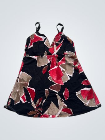 Schwarzes Tanktop mit abstraktem Blumenmuster