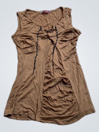 Braunes ärmelloses Top mit Schnürdetail