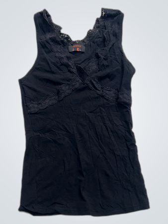 Bershka Schwarzes Camisole-Oberteil mit Spitzenbesatz