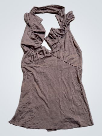 Braunes Neckholder-Top mit Rüschendetail