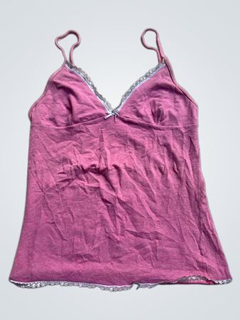 Rosa Camisole mit Spitzenbesatz