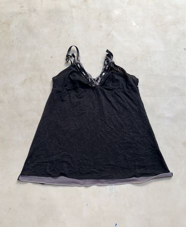 Schwarzes Babydoll-Camisole mit Spitzenbesatz