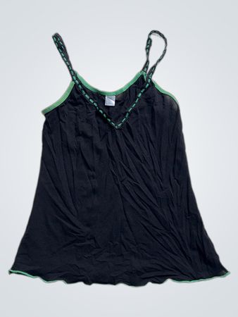 Schwarzes Camisole mit grünem Besatz