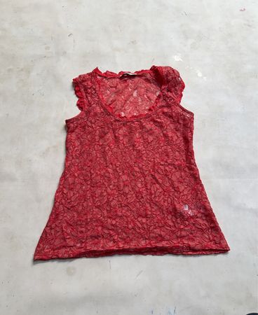 Oasis Rotes Spitzen-Ärmelloses Top