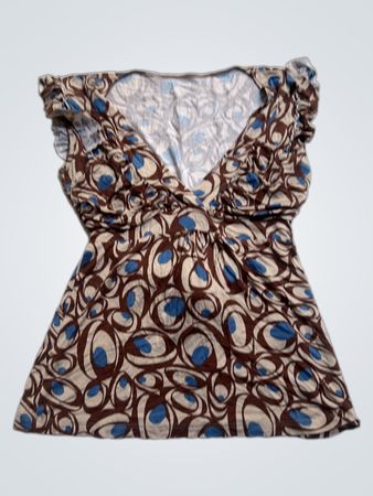 Braun & Blue abstraktes Print-T-Shirt
