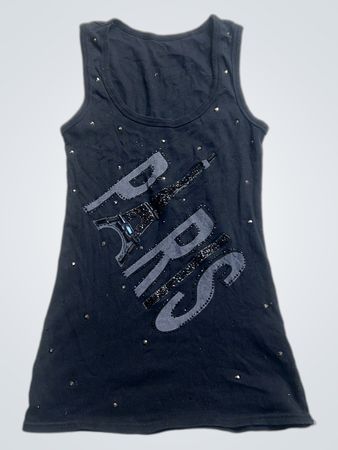 Schwarzes Tanktop mit „PARIS“-Grafik