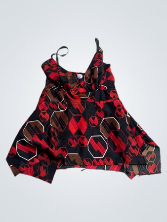 Schwarz-rote Camisole mit geometrischem Muster