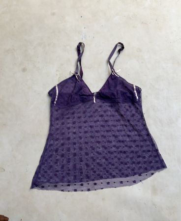 Lila durchsichtiges Babydoll-Top mit Blumenmuster