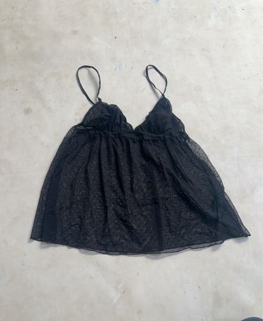 Schwarzes durchsichtiges Babydoll-Oberteil