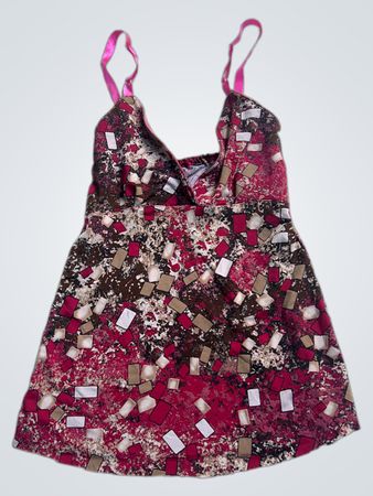 Damen-Top mit Print und pinken Trägern