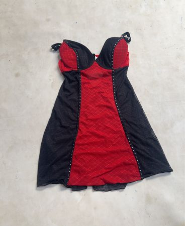 Mister Lady 75C rotes und schwarzes Dessous-Set