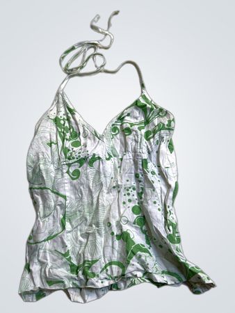 Weiß-grünes gemustertes Neckholder-Oberteil