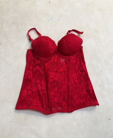 Yammomay Rotes Spitzen-Corsagen-Top