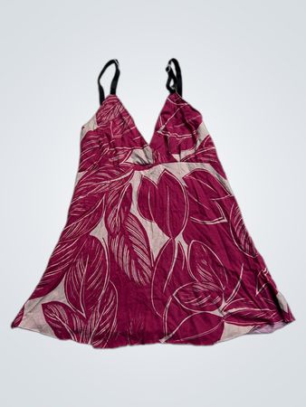 Damen ärmelloses V-Ausschnitt Kleid mit Blattmuster