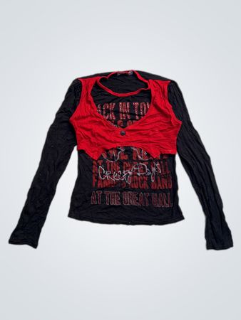 LPC GIRLS PARIS schwarzes Langarmshirt mit rotem Overlay