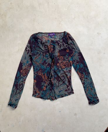 Mexx Langarm Netzoberteil mit Paisley-Muster