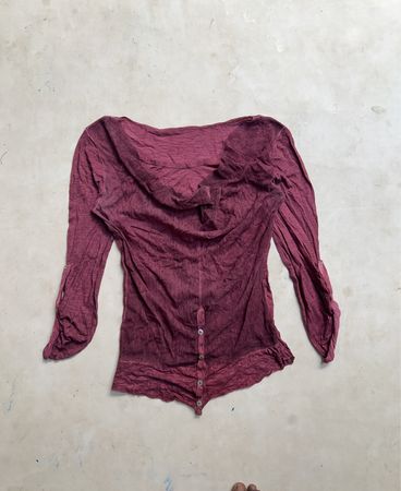Maroon Langarm-Hemd mit Knopfleiste