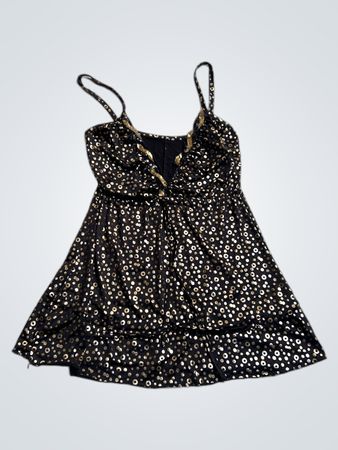 Schwarzes und goldenes Pailletten-Cami-Kleid