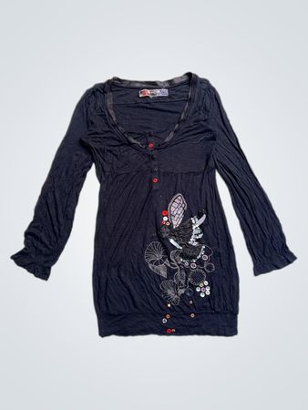 Desigual Langärmliges, mit Verzierungen versehenes Tunika-Kleid